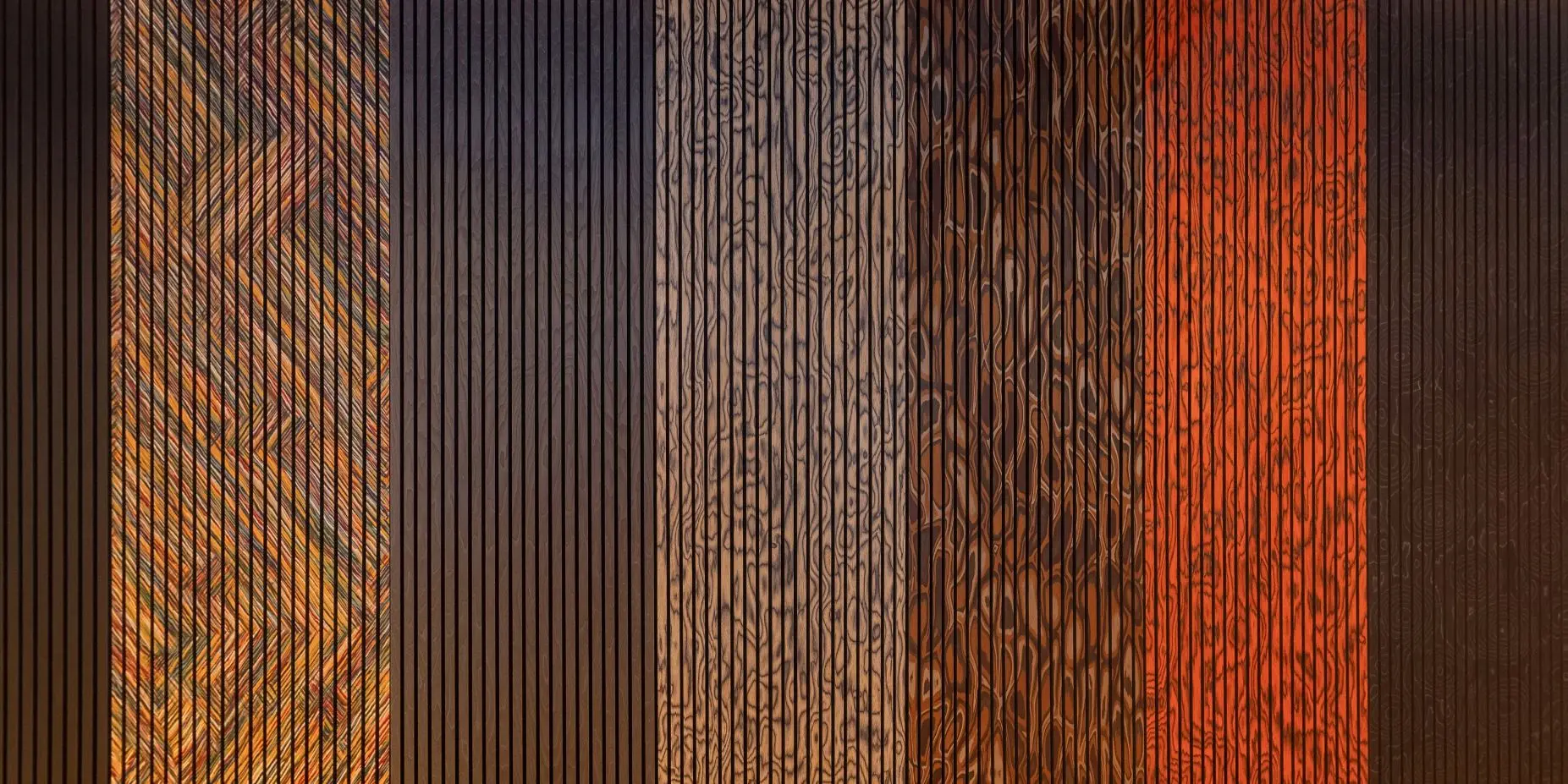 Colorful Veneer Acoustic Slats Panel