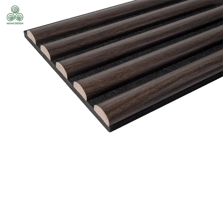Semicircle Wood Slat Acoustic Wall Panel on Black Felt Backing