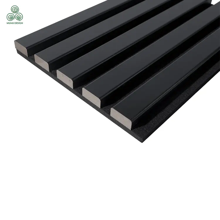 Three-sided PU Slatted Wood Acoustic Panels with CE certificate