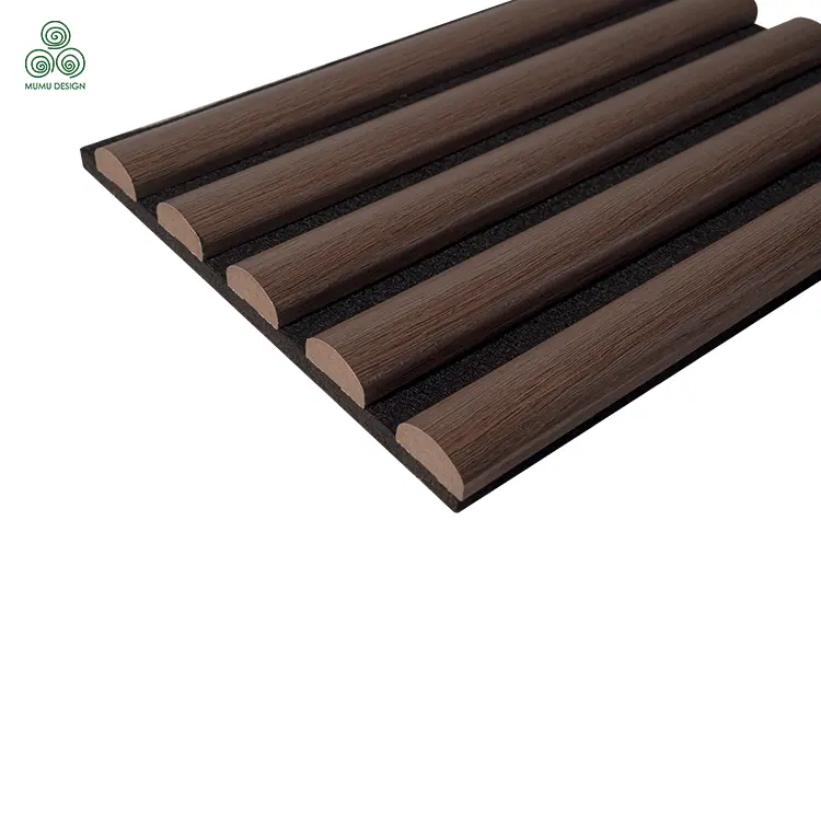 Semicircle Wood Slat Acoustic Wall Panel on Black Felt Backing
