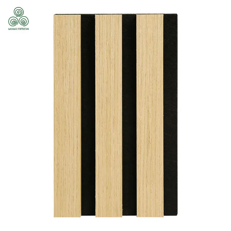Simple Design Natural Oak Grey Felt Acoustic Slat Wood Wall Panels