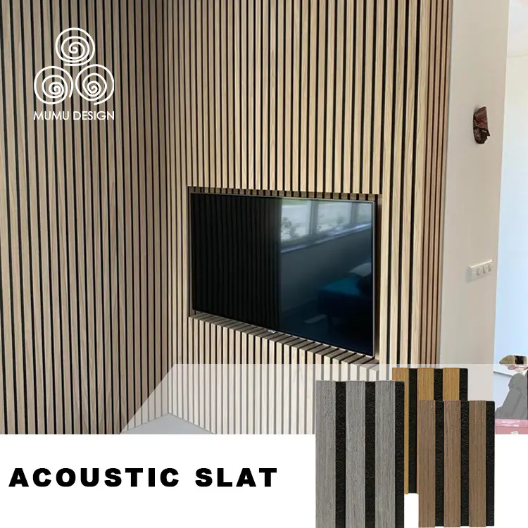 Sound Proof Ceiling Baffle PET Wooden Acoustic Slat Panel for Studio
