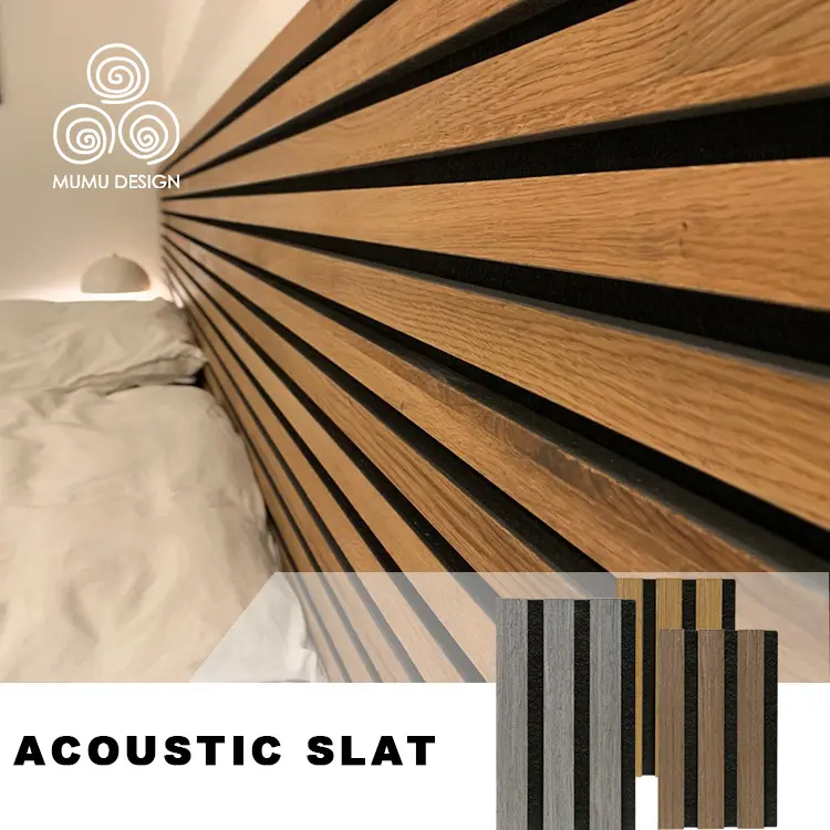 Sound Proof Ceiling Baffle PET Wooden Acoustic Slat Panel for Studio